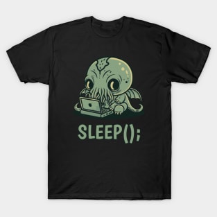 Chibi Cthulhu Programmer - Sleep() T-Shirt